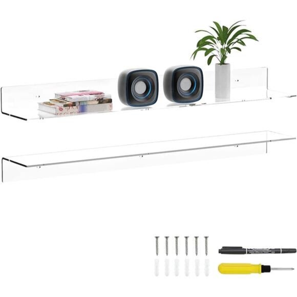 36 Inches Clear Long Floating Shelves for Wall Acrylic Long Wall Shelf
